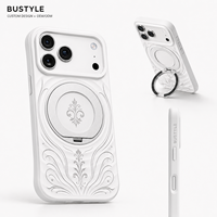 Coque de téléphone personnalisée en silicone liquide pour iPhone 18 17 Pro Max 16 avec protection 360 °   Support de téléphone en métal avec anneau, design gravé unique, usine OEM ODM