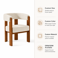 Chaise de salle à manger moderne Japandi en bouclette, fauteuil de luxe en bois massif avec dossier incurvé pour hôtel, villa, restaurant, projet