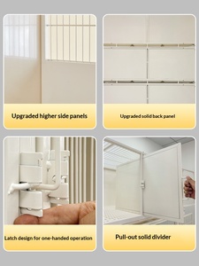 Cage d'élevage pour chats de petite taille, modèle Iron Cat, pour usage domestique et intérieur, avec conception à trois niveaux et trois plateaux, panneau arrière solide amélioré - Product Image 2