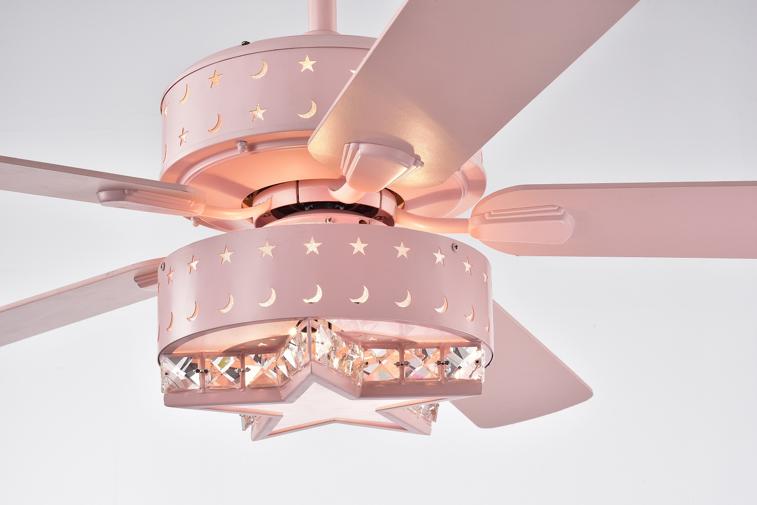 52-inch Star & Crescent Children Room Light Ceiling Fan with Remote Control