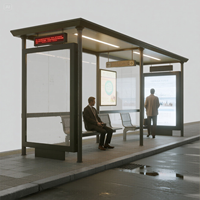 Abri d'arrêt de bus intelligent personnalisable, alimenté à l'énergie solaire, résistant aux intempéries, avec verre trempé et écran d'affichage numérique