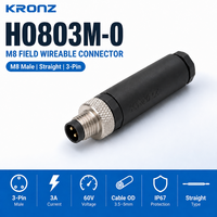 Connecteur d'Aviation Circulaire Étanche IP67 KRONZ M8 à 3/4/5/6/8/12 Broches Mâle/Femelle, Câble de Capteur de Qualité Industrielle CE