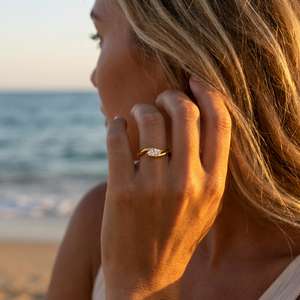 YF5111 Trendy <strong>Tarnish</strong> <strong>Free</strong> Jewelry Waterproof 18k PVD Gold Plated Stainless Steel Marquise Horse Eye Zircon <strong>Ring</strong> for Women - Product Image 3