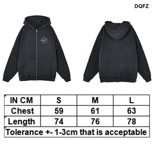 Venta al por mayor de alta calidad 100% algodón Color sólido en blanco Streetwear Wash hombre Casual Pullover Hoodie Jacket con cremallera para hombres - Product Image 3