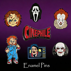 Épinglette personnalisée par le fabricant sur le thème des films d'horreur, badge de revers en émail souple pour Halloween - Product Image 1