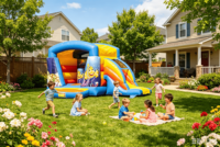 Château gonflable combiné avec toboggan sur le thème du poisson-clown, pour enfants, avec zone de jeu sous-marine, en PVC de qualité commerciale, écologique, Max