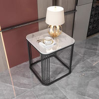 Meubles de salon minimalistes modernes, table basse carrée luxueuse, base en métal doré en acier inoxydable