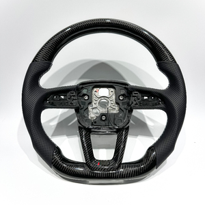 Volant sport en fibre de carbone noire personnalisé pour <span class=keywords><strong>Audi</strong></span> <span class=keywords><strong>Q</strong></span> S RS Series S3 Q3 Q5 Q8 Q7 SQ5 RS3 S5 RS5 2016-2024, intérieur sportif - Product Image 1