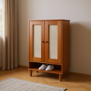 Scarpiera in Legno di Pino Massiccio Marrone Medio con Finitura Verniciata UV, Elegante Mobile Porta Scarpe per Soggiorno - Product Image 2