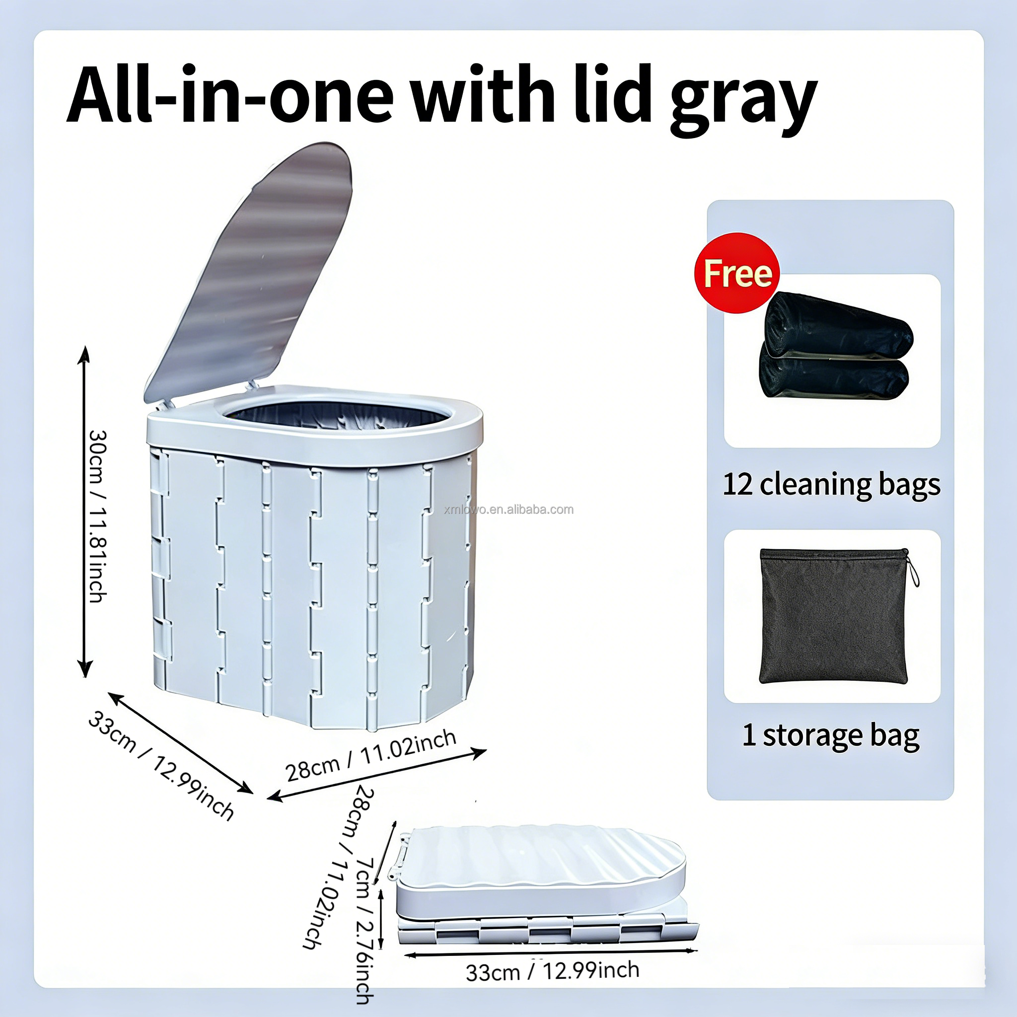 4-TUTTO-IN-UNO CON COPERCHIO [GRIGIO] (CON 12 SACCHETTI PER LIMOGGIO)