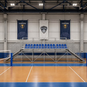 Gradas Temporales para Estadios con Toldo Amarillo y Azul, Sillas Plegables para Eventos Deportivos al Aire Libre, Estructura de Acero Resistente - Product Image 1