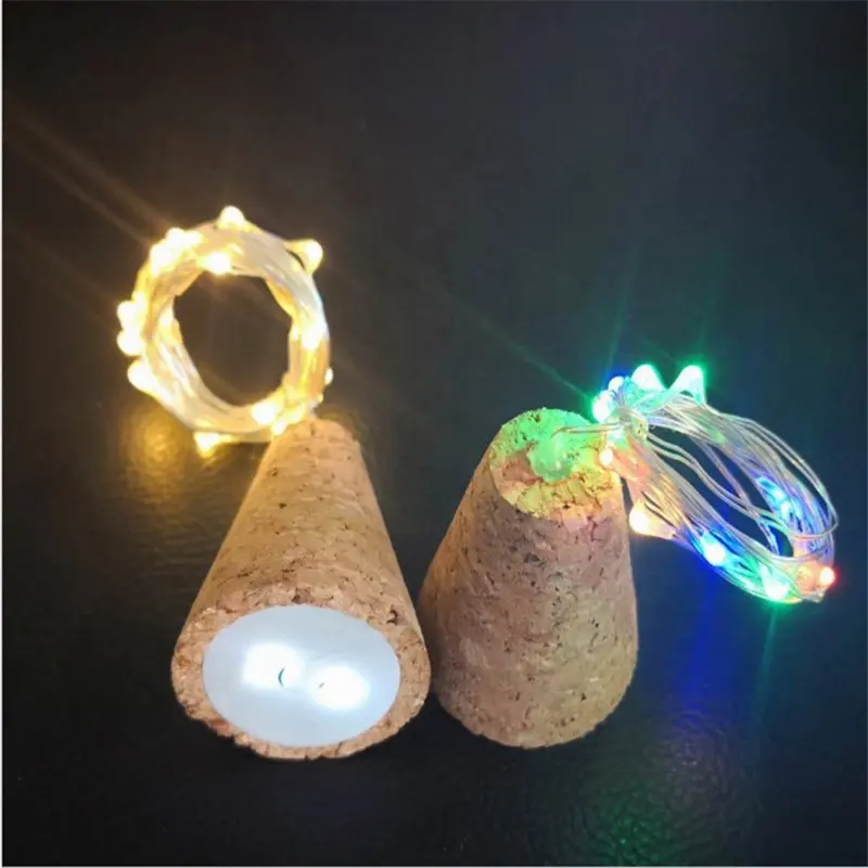 Hot selling 2pcs CR2032 battery power led bottle real soft cork light 1m 10 led with twinlkle function For holiday Decoration