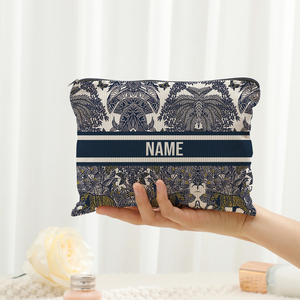 Pochette zippée en velours côtelé personnalisable avec nom, motif imprimé moderne, sac de maquillage portable léger et personnalisé, trousse de <span class=keywords><strong>toilette</strong></span> de voyage - Product Image 4