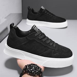 Chaussures décontractées pour hommes, semelle en caoutchouc, tige en PVC, bout rond, lacets, tendance mode, toutes saisons, chaussures de marche - Product Image 6