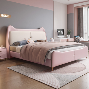 आधुनिक गुलाबी एकल बच्चों को रिवॉल्विंग कैट कान डिजाइन के साथ जुड़वां बिस्तर - Product Image 5