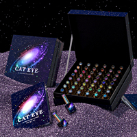 JTING Kutek Gel Magnetik Cat Eye Berkualitas Tinggi 48 Warna Diamond Reflective Galaxy, Koleksi Box OEM Perlengkapan Kutek Gel