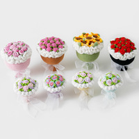 Deux Grands Bouquets de Fleurs Artificielles en Laine Tricotée à la Main, Motif Feuille, pour la Saint-Valentin et les Cérémonies de Mariage - Écologiques