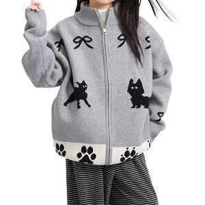 Cárdigan de Punto con Cuello Alto para Niñas, Estilo 2026, Suéter Abierto Grueso y Elegante para Niñas - Product Image 1