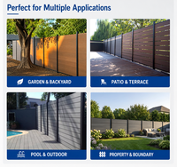 Teak semi-privacy WPC schuttingpanelen balkon composiet schutting horizontale latten 3D houtnerf roestvrij buitenpaal