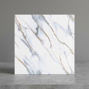 Carreaux de sol en porcelaine marbrée Alpen Crema ivoire modernes, épaisseur 8 mm, 24x24 pouces, finition brillante, collections sans fin - Product Image 2