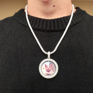 Tùy Chỉnh Hình Ảnh Huy Chương Vòng Cổ Mặt Dây Chuyền 18K Vàng Bạc Cubic Zircon Hip Hop Đồ Trang Sức Con Chó Tag Vòng Cổ Cho Nam Giới Phụ Nữ - Product Image 5