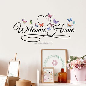 Adesivi murali a farfalla di benvenuto a casa in inglese soggiorno camera da letto decorazione carta da parati adesivi autoadesivi - Product Image 3