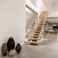 PRIMA Hochwertige Moderne Holz-Treppenstufen mit Glasbaluster Maßgefertigte Gerade Treppe für Häuser
