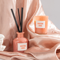 Ensembles de diffuseurs à bâtonnets et bougies parfumées en gros pour la maison, diffuseur en bouteille de verre et coffret cadeau bougie parfumée