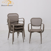 Ensemble de table et de chaises de salle à manger en bois plastique de luxe, mobilier de jardin en aluminium moderne, table et chaises d'extérieur pour restaurant