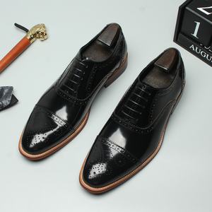 Zapatos Oxford de Cuero Genuino para Hombre, Formales de Negocios, Punta Cerrada, con Cordones, Estilo Británico, Transpirables y Antideslizantes, de Alta Calidad - Product Image 5