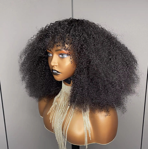 Mật độ cao afro kinky tóc giả xoăn với những tiếng nổ không ren màu sắc tự nhiên Trinh Nữ tóc giả tóc con người bán buôn giá rẻ ngắn <span class=keywords><strong>Bob</strong></span> tóc giả - Product Image 2