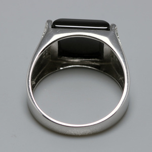 Anéis Masculinos de Prata Sólida 925 Minimalistas Turcos com Ônix Natural Preto para Homens Joias Masculinas Bague Homme - Product Image 4