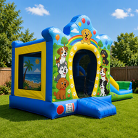 Château gonflable commercial en PVC avec toboggan, thème dessin animé, pour location extérieure et fêtes