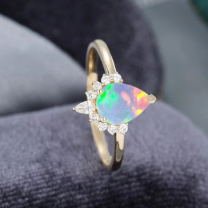 Винтажное кольцо с опалом, корона, обещание, Подарок на годовщину, октября, кольца с камнем-талисманом - Product Image 3