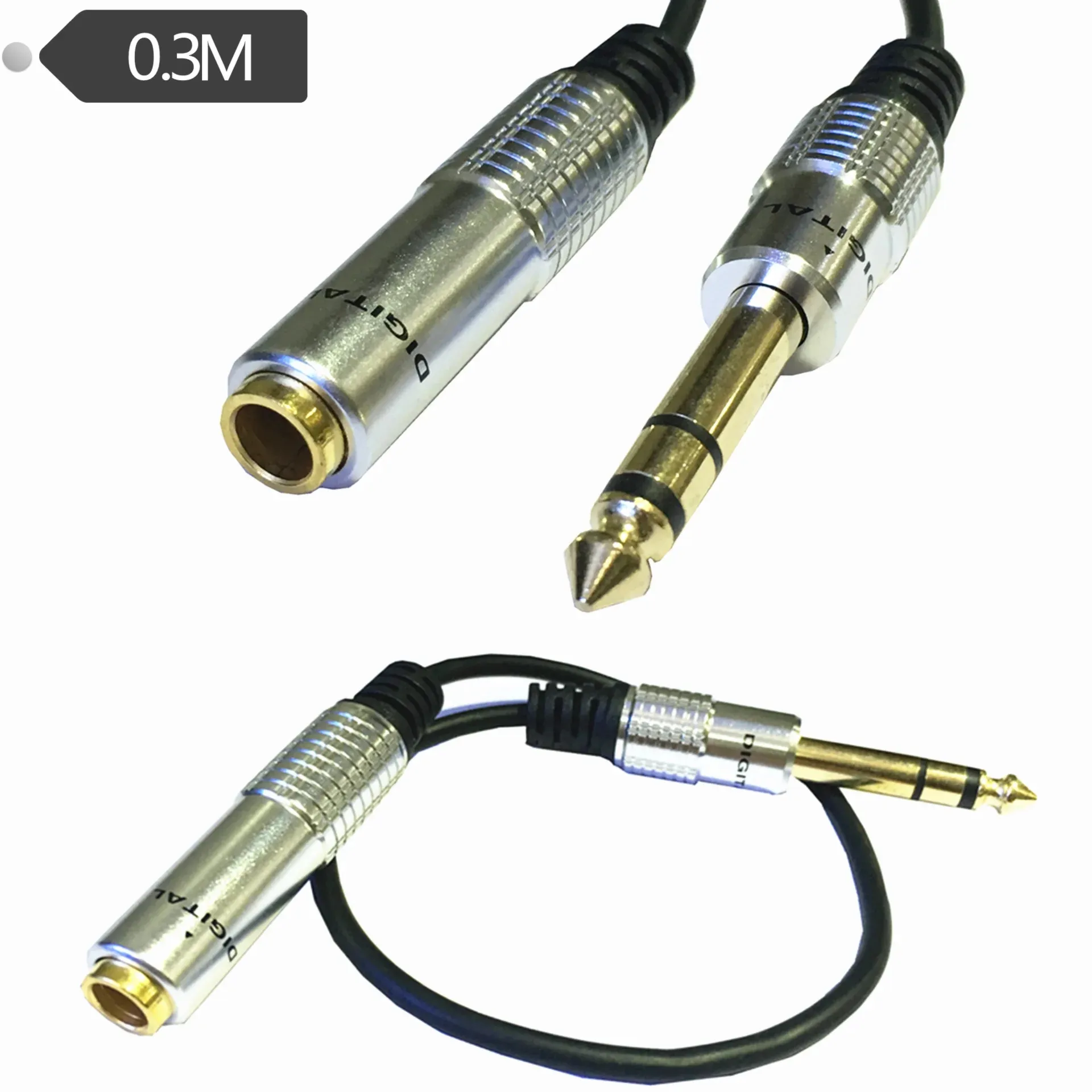 Enchufe de 6,35mm a enchufe de 3,5mm Cable de extensión de auriculares caja de Metal estéreo 6,35 revolución 3,5 Cable adaptador de Audio hembra 30cm 1,8 m