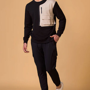 ผู้ผลิต OEM ชุดเซ็ตเสื้อสเวตเชิ้ตและกางเกงขายาวผ้าฝ้าย 100% สีพื้น สไตล์ลำลองเข้ารูปสำหรับผู้ชาย รุ่นใหม่ล่าสุด แฟชั่นชุดวอร์ม - Product Image 1