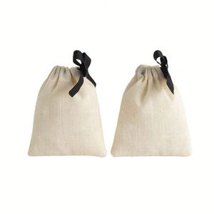 Sac à cordon en fibre de coton de bambou, sac de rangement pour bijoux en velours, sac cadeau pour bijoux - Product Image 3