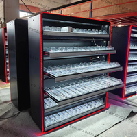 Freistehende Tabakvitrine aus Gehärtetem Glas Maßgefertigtes Bodenständer-Zigarettenregal mit LED-Beleuchtung für Convenience Stores