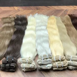 Double Drawn Russische Remy Haar Weave, 11A Grade Virgin Human Hair Extensions, platte Inslag Machine Haar Weven Russische Blond Haar