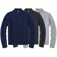 Pull en tricot de coton pour homme, design de luxe décontracté, personnalisé, hiver, polo à col zippé, broderie, tricoté