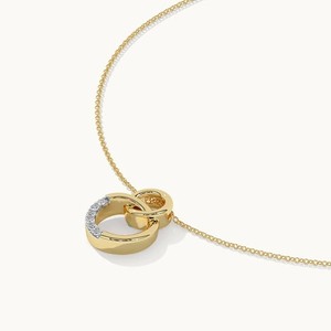 Perhiasan Fashion Grosir Perak 925 Berlapis Emas 18K Kalung Tulang Selangka Liontin Geometris Lingkaran Ganda untuk Wanita - Product Image 6