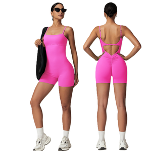 Mono de Yoga ajustado de realce de glúteos de melocotón de secado rápido para mujer desnuda, mono deportivo con diseño de entrenamiento moldeador de espalda - Product Image 1