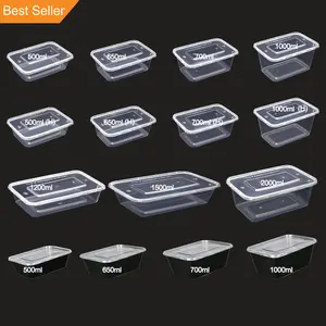 Food Container Transparent Microwavable Plastic Packaging Disposable 500ML 650ML 750ML 1000ML Take Away Food Container Storage