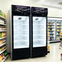 Réfrigérateur commercial vertical à porte vitrée simple pour boissons, avec vitre anti-buée et éclairage supérieur, idéal pour supermarchés et magasins