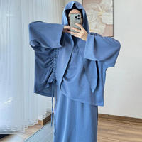 Nouvel ensemble deux pièces pour femmes musulmanes du Moyen-Orient, Dubaï : Abaya unie à capuche et jupe longue maxi