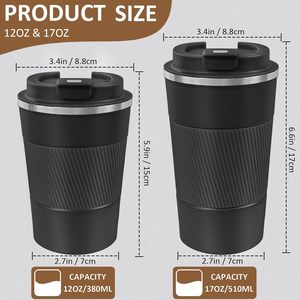 FAYREN Tasse isotherme en acier inoxydable 380 ml, gobelet de voyage pour café avec manchon en silicone, tasse thermique multicolore - Product Image 2