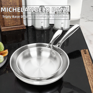 Juego de Sartenes de Acero Inoxidable SS430 al por Mayor <span class=keywords><strong>con</strong></span> Mango Desmontable y Revestimiento Antiadherente para Cocina Doméstica y Restaurantes - Product Image 2