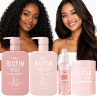 TWG RTS - Kit de Soins Capillaires à la Biotine et Kératine - Shampooing Hydratant et Revitalisant, Huile Réparatrice pour Cheveux, Shampooing Antichute à la Kératine