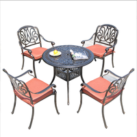 Ensemble de table et de chaises en aluminium moulé pour l'extérieur, fer forgé, loisirs, balcon, jardin en plein air, cour