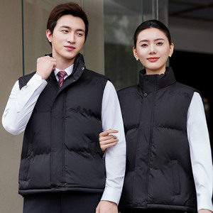 Chalecos de Algodón Personalizados para Otoño e Invierno con Impresión de Logotipo, Ropa de Trabajo Profesional, Chalecos Ejecutivos de Poliéster de Color Negro Sólido - Product Image 5